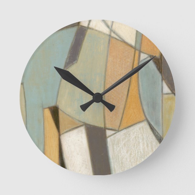 Abstrakte Zusammensetzung mit gedämpften Farben Runde Wanduhr (Vorderseite)