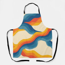 Abstrakter 70er Retro Orange Blue Wavy Strip Muste