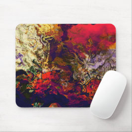 Abstrakter Abend Rot, Creme & Mitternachtswirbel Mousepad