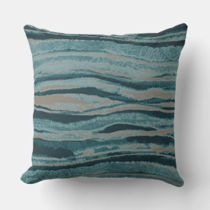 Abstrakter Achat-Streifen Teal Grün Blau Taupe Kissen