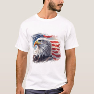Abstrakter Adler mit Flagge – Künstlerisches USA-D T-Shirt
