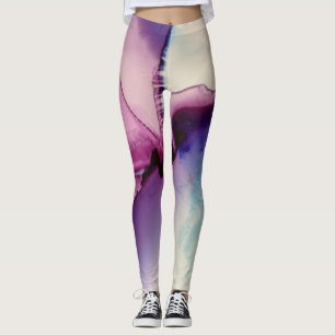 Abstrakter Alkohol Tinte Art Rosa Lila Blau Leggings
