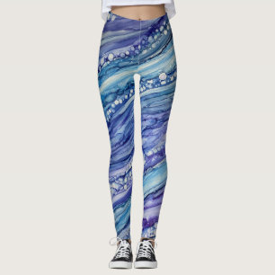 Abstrakter Alkohol Tinte Flüssigkeit Art Blau Lil Leggings