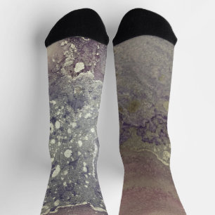 Abstrakter Alkohol Tinte Rosa Lila Grau Silber Socken