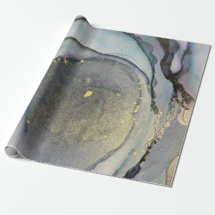 Abstrakter Alkoholtink Glimmery Lila Aquamarin Gol Geschenkpapier