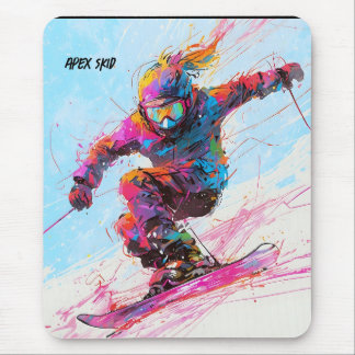 Abstrakter Anime-Schneeschuhfahrer hinunter Mousepad