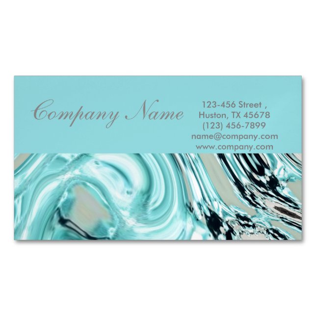 abstrakter Aqua Blue Aqua Salon WELLNESS-CENTER Magnetische Visitenkarte (Vorderseite)