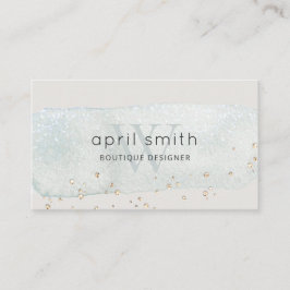 Abstrakter Aqua Blue Brush Stoß Monogram Glitzer Visitenkarte