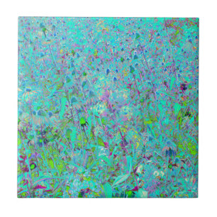 Abstrakter Aqua Green und Lila Tiefgarten Fliese