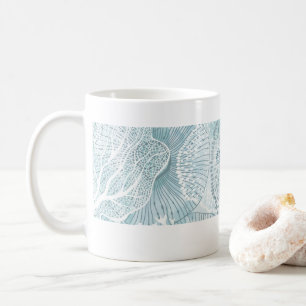 Abstrakter Aqua Sea Life Line Art Becher Kaffeetasse