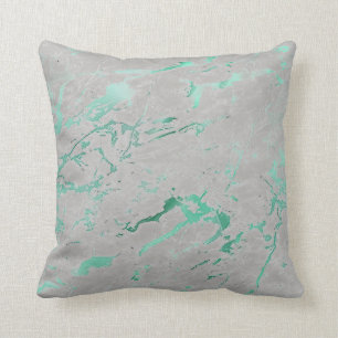 Abstrakter Aquamariner grauer Marmor Kissen