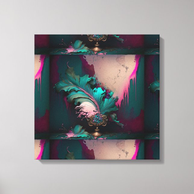 Abstrakter Aquamariner und rosa Burst Leinwanddruck (Vorderseite)
