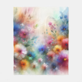 Abstrakter Aquarell-Blumenprint Fleecedecke