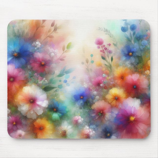 Abstrakter Aquarell-Blumenprint Mousepad (Vorne)