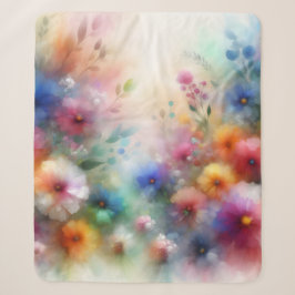 Abstrakter Aquarell-Blumenprint Sherpadecke