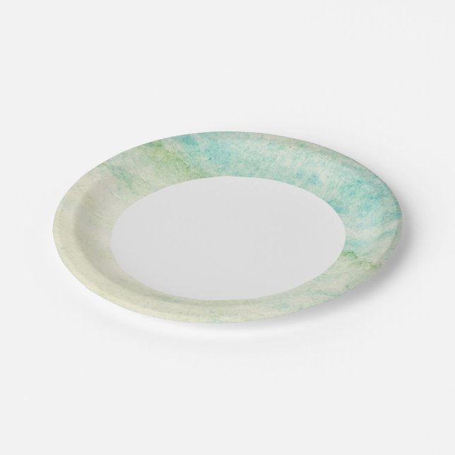 Abstrakter Aquarellhintergrund Pappteller (Schrägansicht)