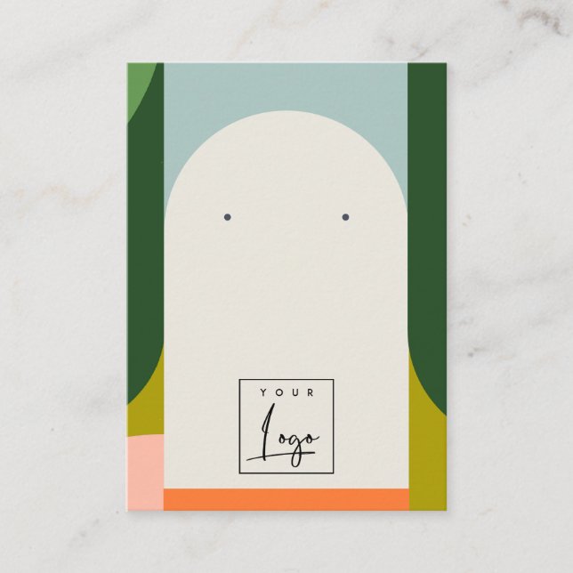 Abstrakter Arch Retro farbenfroher Logo-Ohrring Visitenkarte (Vorderseite)