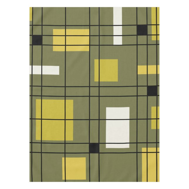 abstrakter Art Avocado Green aus den 50er Jahren Tischdecke (Vorderseite)