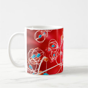 Abstrakter Atom-Hintergrund, chemisches Modell von Kaffeetasse