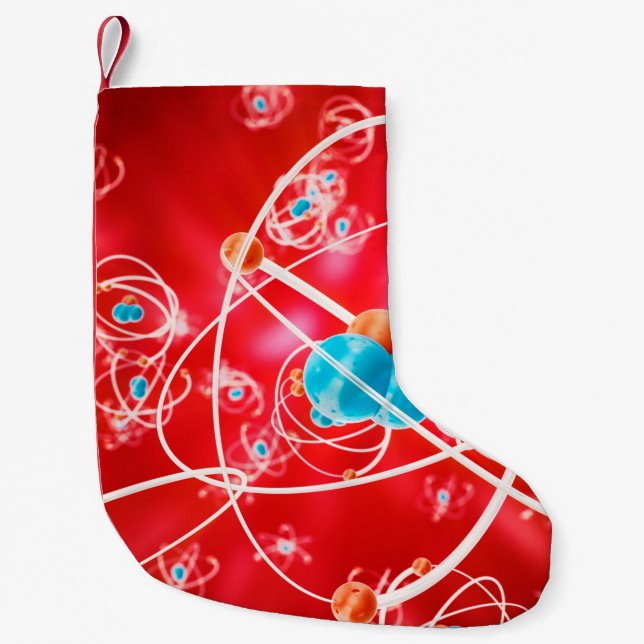 Abstrakter Atom-Hintergrund, chemisches Modell von Kleiner Weihnachtsstrumpf (Vorderseite)