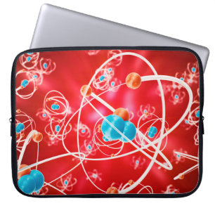 Abstrakter Atom-Hintergrund, chemisches Modell von Laptopschutzhülle