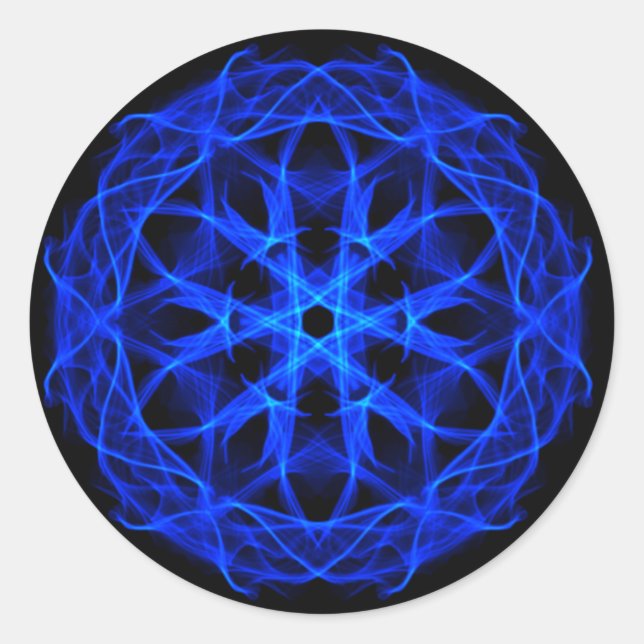 Abstrakter Aufkleber mit blauem Feuer (Vorderseite)