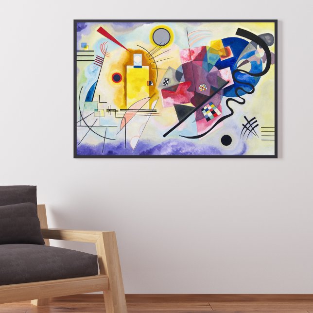 Abstrakter Ausdruck im Masterpiece von Wassil Poster ("Colors Unleashed: Kandinsky's Yellow-Red. A vibrant symphony of hues that ignites the imagination.)