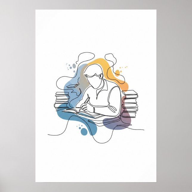 Abstrakter Autor eine Linie Art kontinuierlich Poster (Vorne)