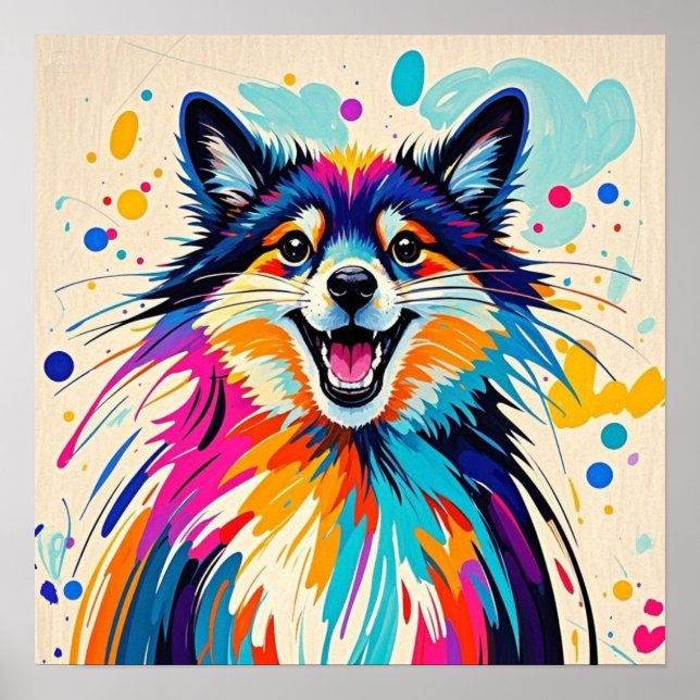 Abstrakter Bär niedliche glückliche Tierkunst Poster (Vorne)