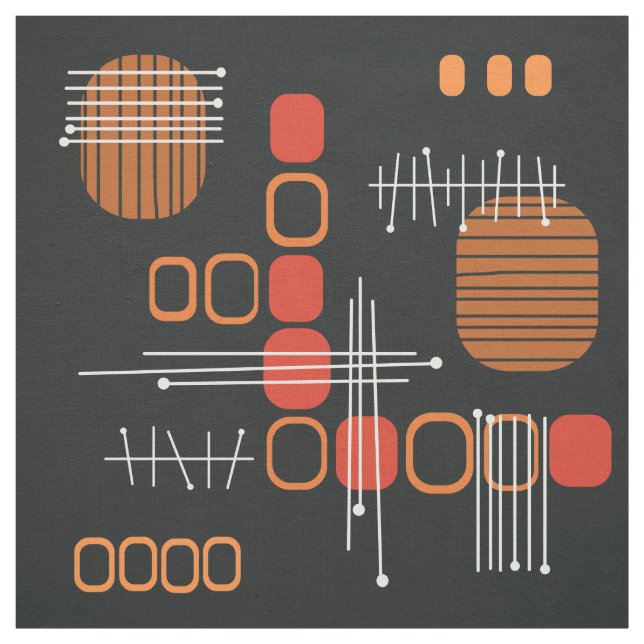 Abstrakter Barkcloth, schwarzer Burnt Orange Stoff (Muster)