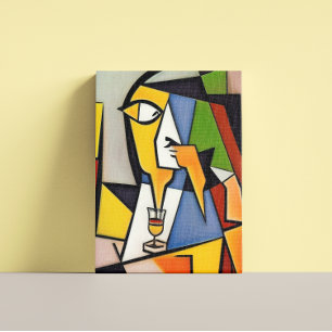 Abstrakter Barkeeper Cubist Canvas Print Leinwanddruck