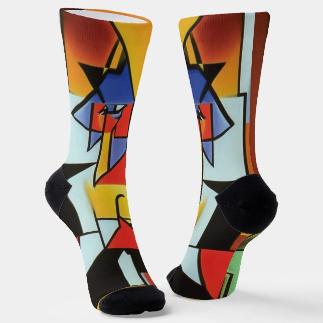 Abstrakter Barkeeper Cubist Socks Socken (Gewinkelt)