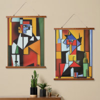 Abstrakter Barkeeper Cubist Wall Tapestry