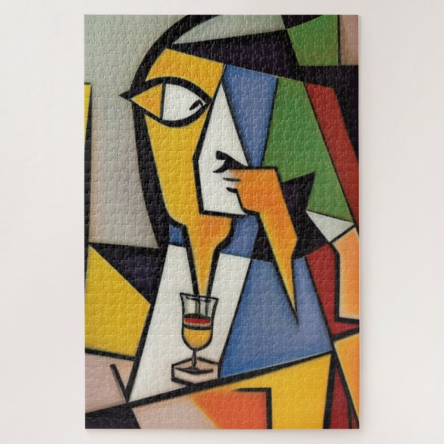 Abstrakter Barkeeper Kubist Jigsaw Puzzle (Vertikal)