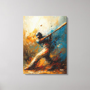 Abstrakter Baseball-Player - Dynamische Sportart Leinwanddruck