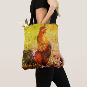 Abstrakter Bauernhof Hahn kräht Tasche