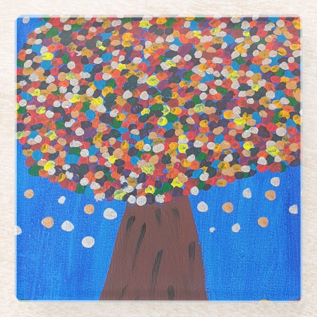 Abstrakter Baum Glasuntersetzer (Vorderseite)