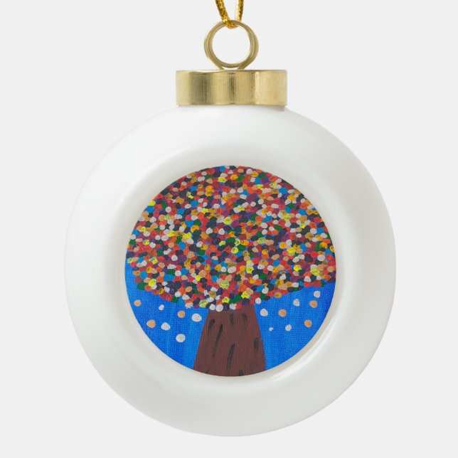 Abstrakter Baum Keramik Kugel-Ornament (Vorderseite)