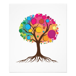 Abstrakter Baum mit Wurzeln und bunten Blätter. Fotodruck