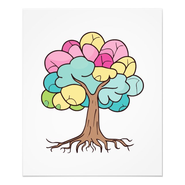 Abstrakter Baum mit Wurzeln und bunten Blätter. Fotodruck (Vorne)