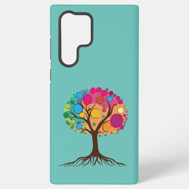 Abstrakter Baum mit Wurzeln und bunten Blätter. Samsung Galaxy Hülle (Rückseite)