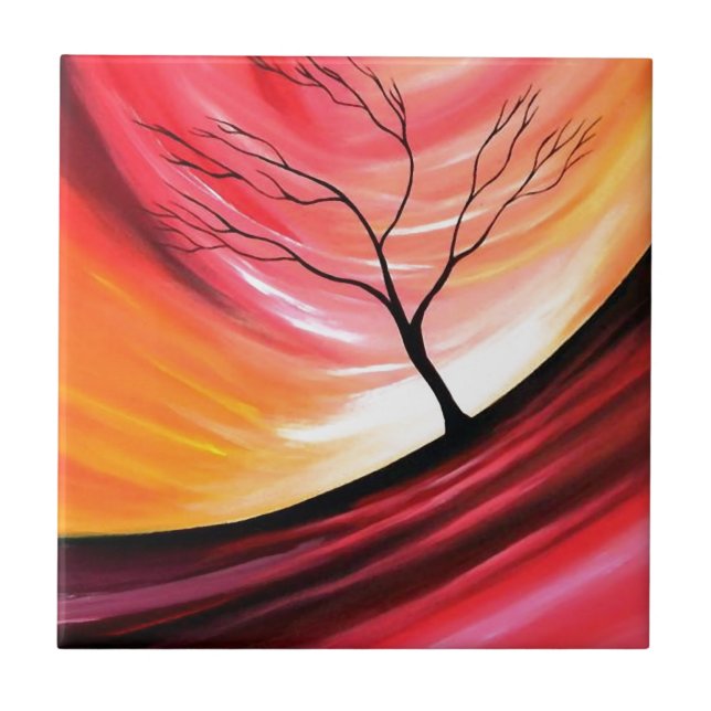 Abstrakter Baum - Moderne Kunst Fliese (Vorderseite)