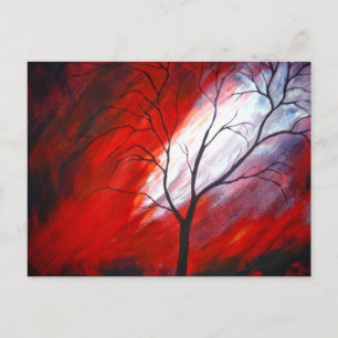 Abstrakter Baum und Roter Himmel Postkarte
