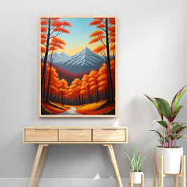 Abstrakter Baumkronenwald Landschaftsbild Ölfarbe Poster