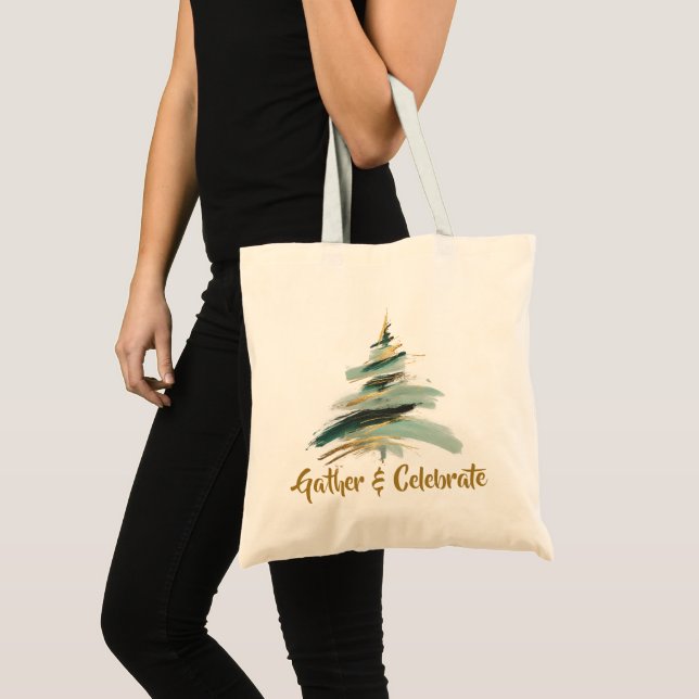Abstrakter bemalter Weihnachtsbaum Tragetasche (Vorderseite (Produkt))