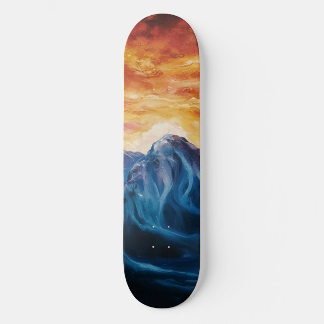 Abstrakter Bergsonntag Skateboard (Vorderseite)