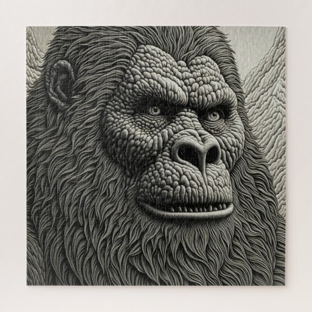Abstrakter Bigfoot Schwarz-Weiß-Kunst (Vertikal)