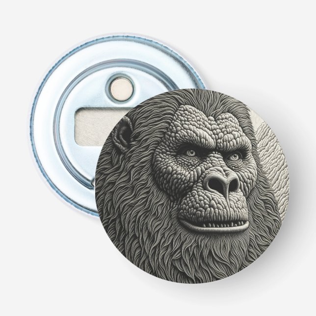 Abstrakter Bigfoot Schwarz-Weiß-Kunst Flaschenöffner (Vorderseite)