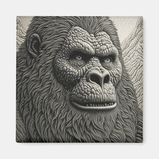 Abstrakter Bigfoot Schwarz-Weiß-Kunst Magnet