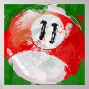 Abstrakter Billard-Ball der Kunst-Zahl-11 Poster